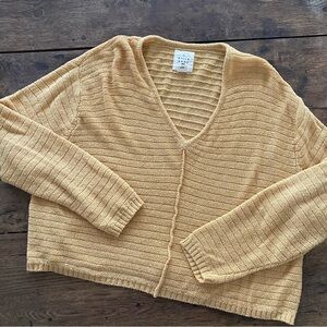 Billabong Yellow V-Neck Sweater Lightweight Knit